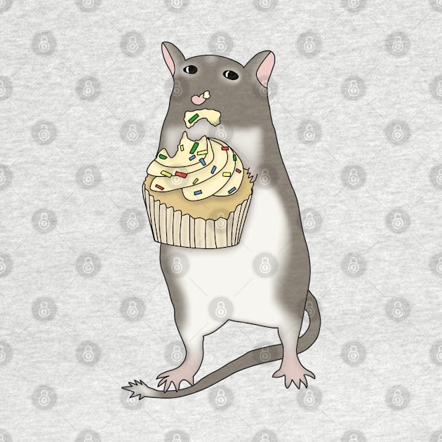 Cute brown gerbil eating cupcake by Becky-Marie